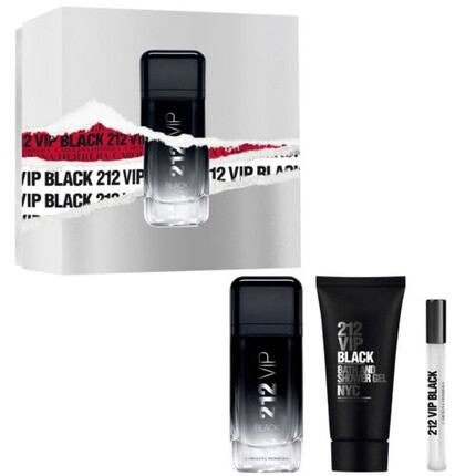 Carolina Herrera 212 Vip Black For Men Набор парфюмированная вода 100 мл + парфюмированная вода 10 мл + гель для душа 100 мл — фото 4