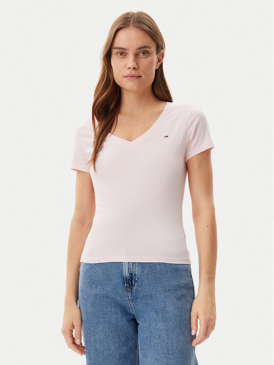 

Облегающая футболка DW0DW20458 Tommy Jeans, розовый