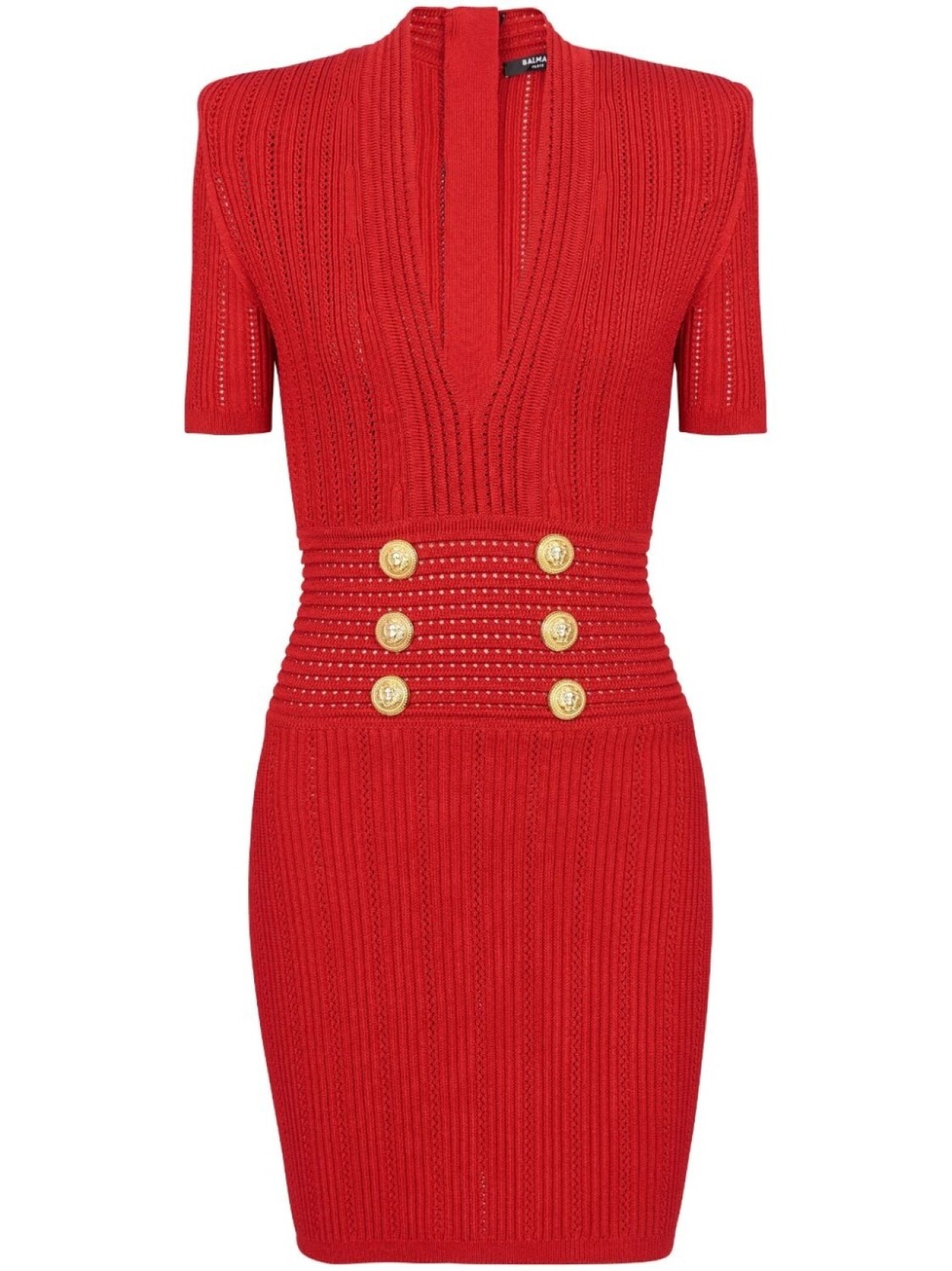 

Balmain трикотажное платье с V-образным вырезом, красный