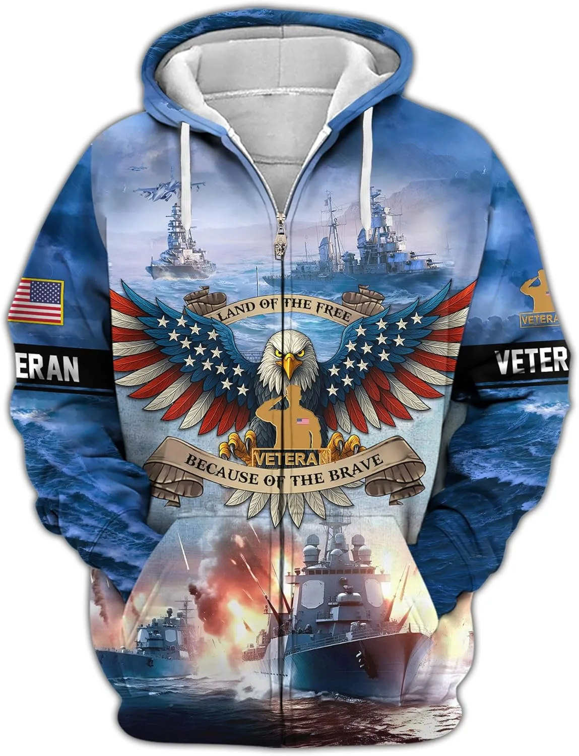 

Толстовка с капюшоном на молнии Land Of The Free Veteran Vetadn