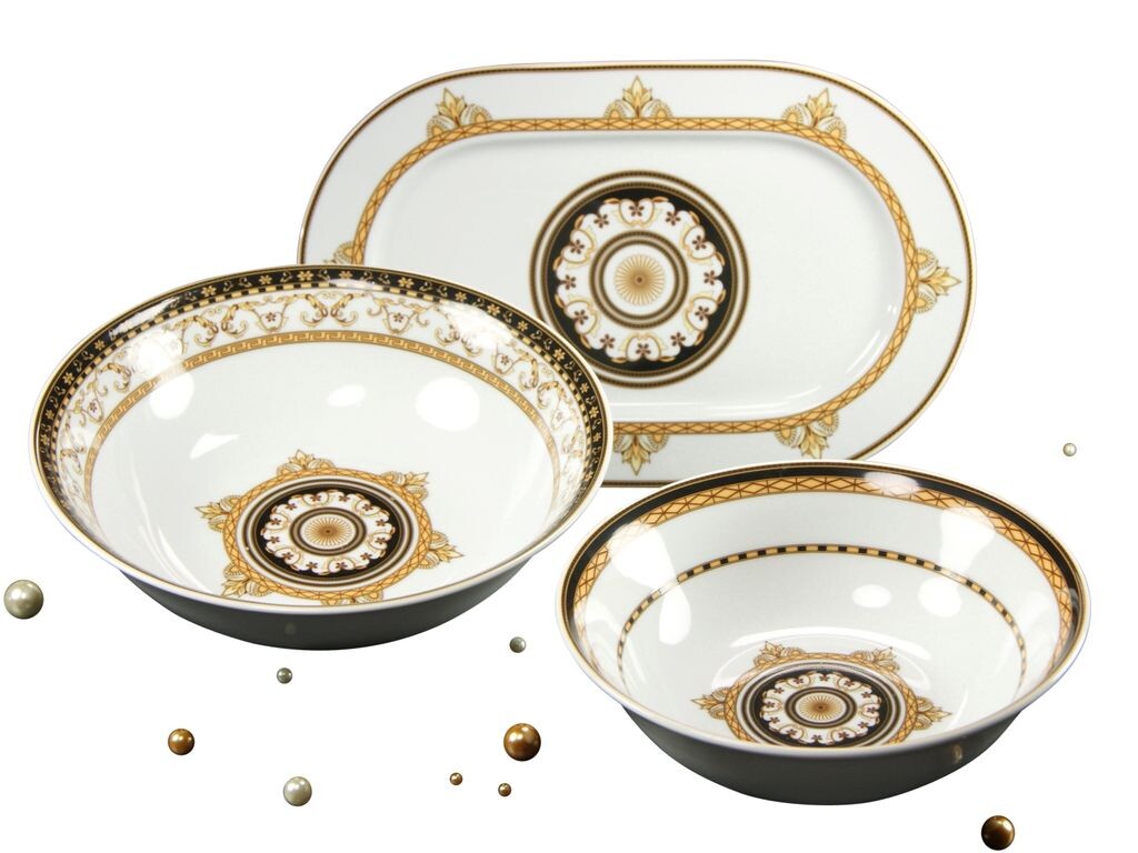 

CreaTable, 15089, Majestosa Black, сервировочный набор из 3 предметов, фарфор, черный