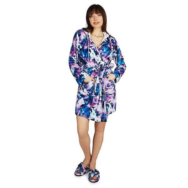 

Женский плюшевый халат с капюшоном в технике тай-дай stardust galaxy Memoi