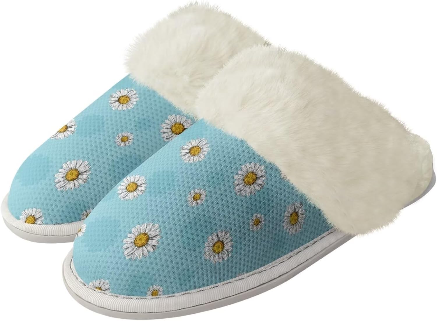 

Женские пушистые тапочки Мягкие плюшевые с закрытым носком Домашние тапочки Мокасины Мужские повседневные зимние теплые хлопковые домашние тапочки с нескользящей резиновой подошвой для спа и ванны Watdotory, белый