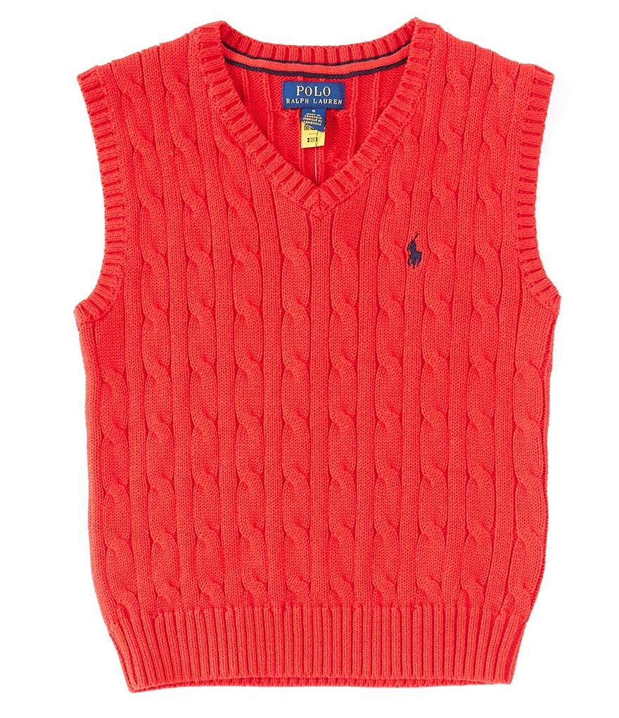 

Свитер вязанной вязки Polo Ralph Lauren Little Boys 2T-7 Roy Vest, красный