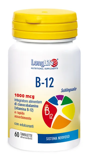 

Longlife B12 1000 мкг 60 сублингвальных таблеток Добавка витамина B12 Long Life