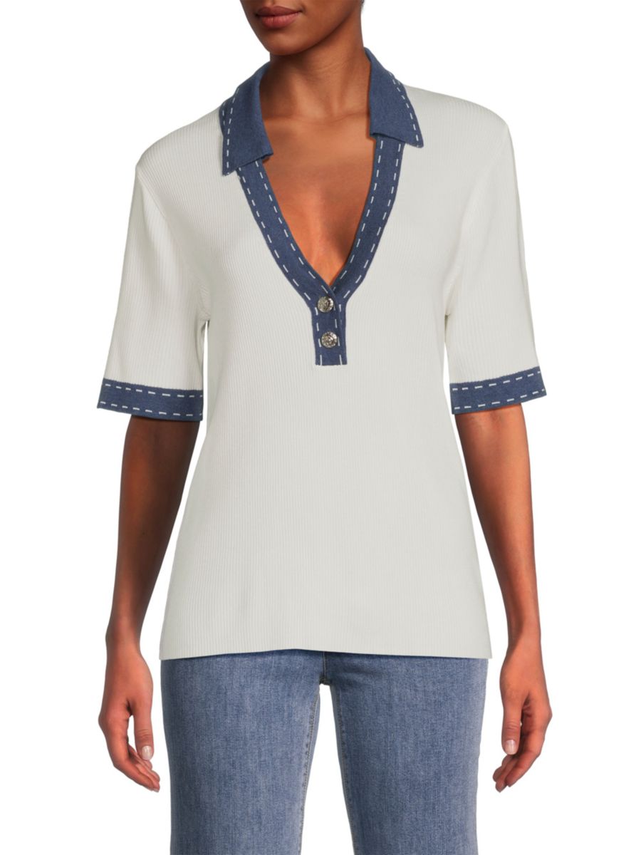 

Рубашка-поло в рубчик Karl Lagerfeld Paris, цвет Soft White Indigo