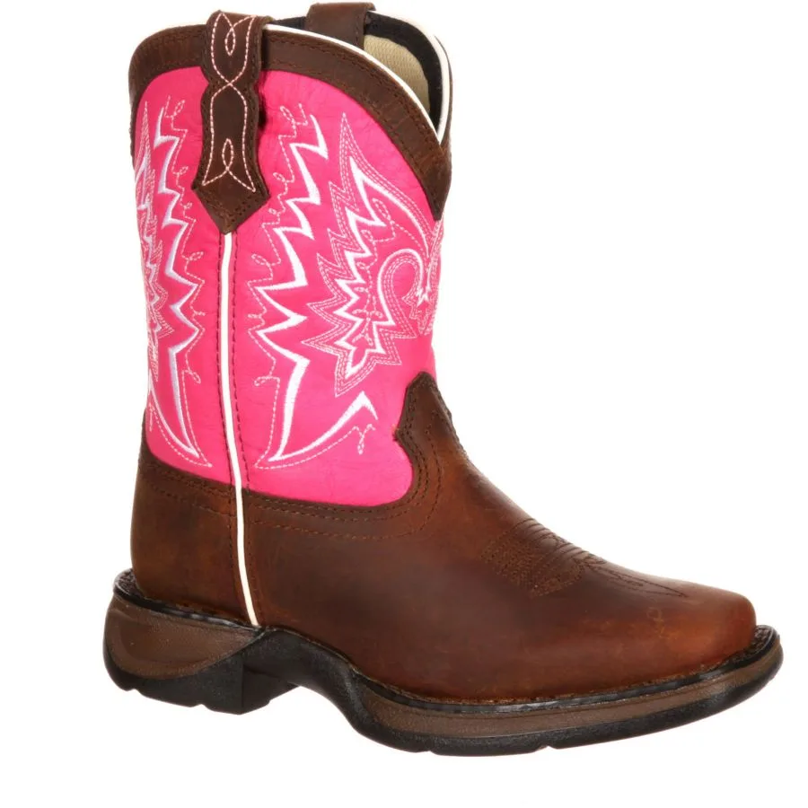 Kids LIL' Let Love Fly Western Boot Durango, коричневый and розовый