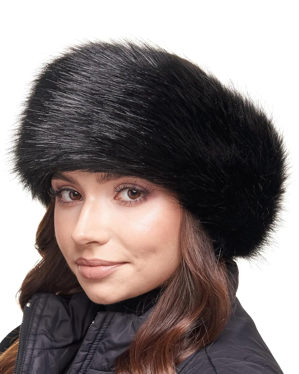 Женская меховая повязка на голову Futrzane Classic Headband, размер M, черная Futrzane, Black Classic