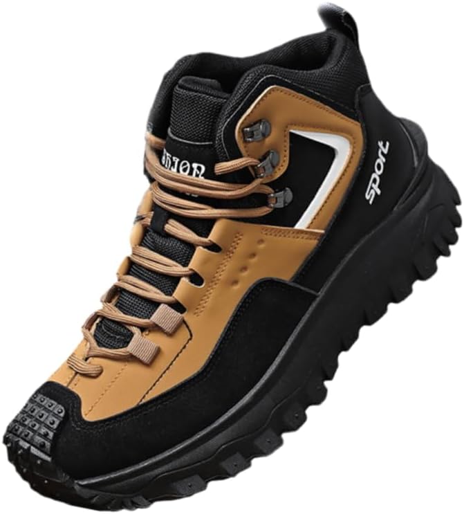 

Мужские большие ботинки для уличного похода- дышащие PU-верх с толстой подошвой. Подходит для пеших прогулок, треккинга, скалолазания и кемпинга Fmshi, черный/хаки