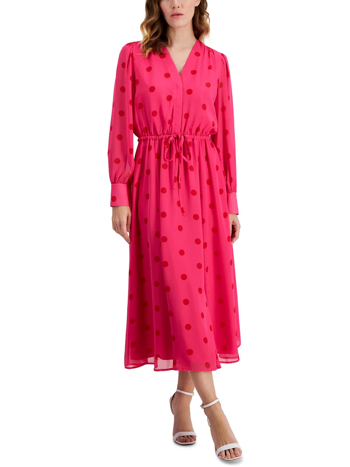 

Женское платье-трапеция в горошек длиной до пола Anne Klein, цвет light amaranth/poppy