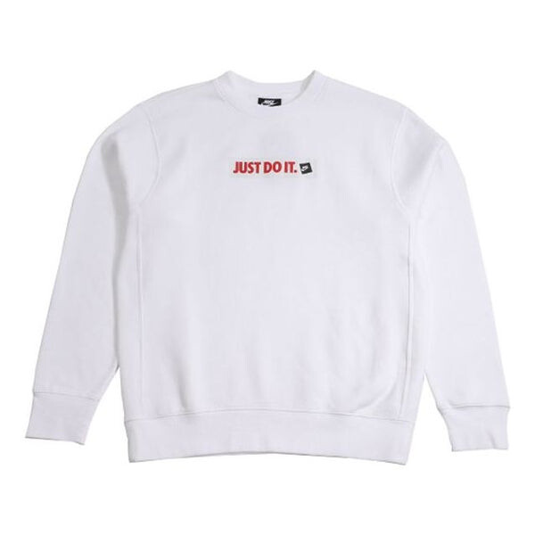 

Толстовка Nike JDI Printing Fleece Lined Athleisure Casual Sports Black Round Neck Pullover White, белый