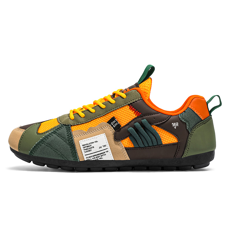 

Низкие повседневные туфли мужские NANJIREN, Green Orange Brown