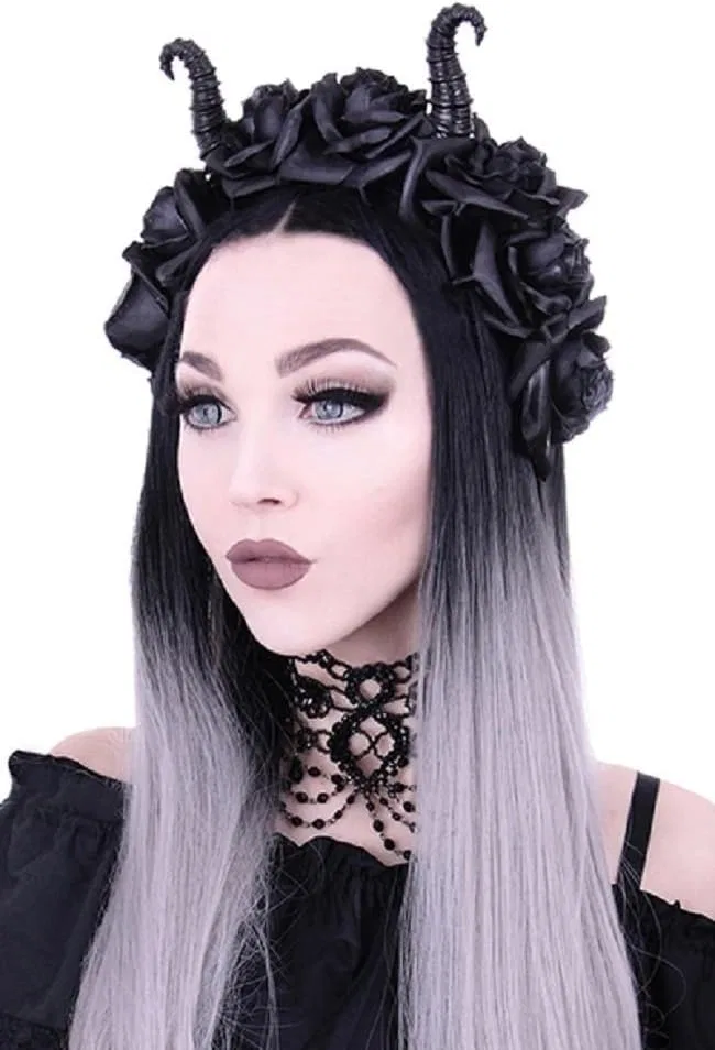 Готический ободок для волос Restyle Gothic Flower Garland Nu Goth, черный Restyle
