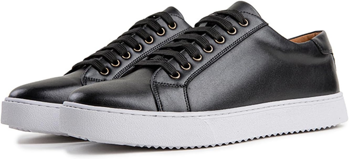 

Мужские модные кожаные оксфорды на шнуровке с плоской подошвой, кроссовки, повседневные низкие удобные нескользящие ходовые кроссовки, бизнес-обувь Tokouk, черный