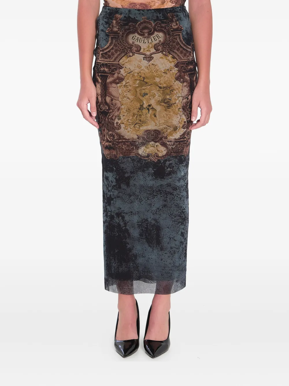 

Юбка с эластичным поясом и принтом Médaillon Jean Paul Gaultier, синий