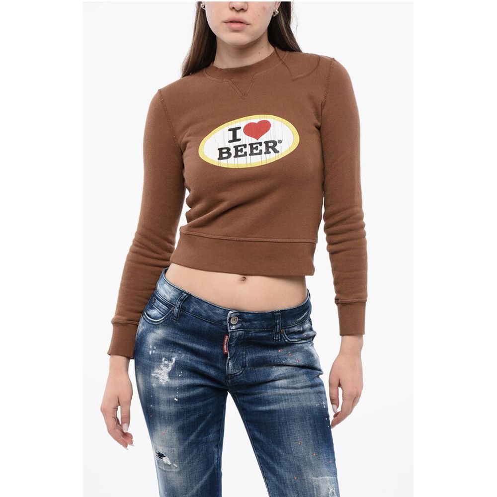 

Укороченная толстовка с круглым вырезом и принтом Dsquared2, Brown