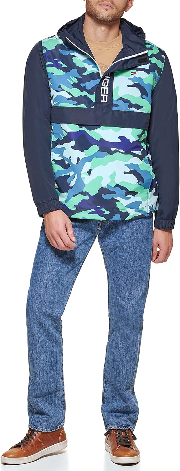 Мужская легкая куртка-поповер в стиле ретро от Tommy Hilfiger Taslan, Blue/Green Camouflage — фото 2