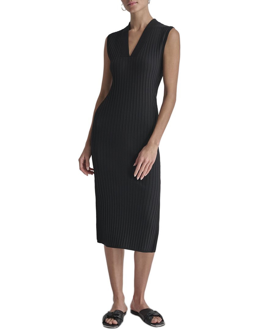 

Платье-свитер в широкую рубчик DKNY, черный