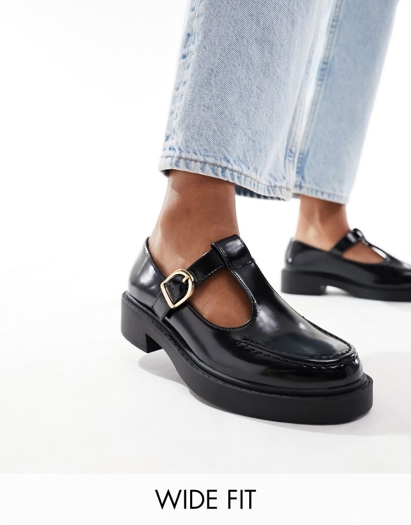 

Черные туфли на плоской подошве Margo Mary Jane с широким кроем ASOS DESIGN