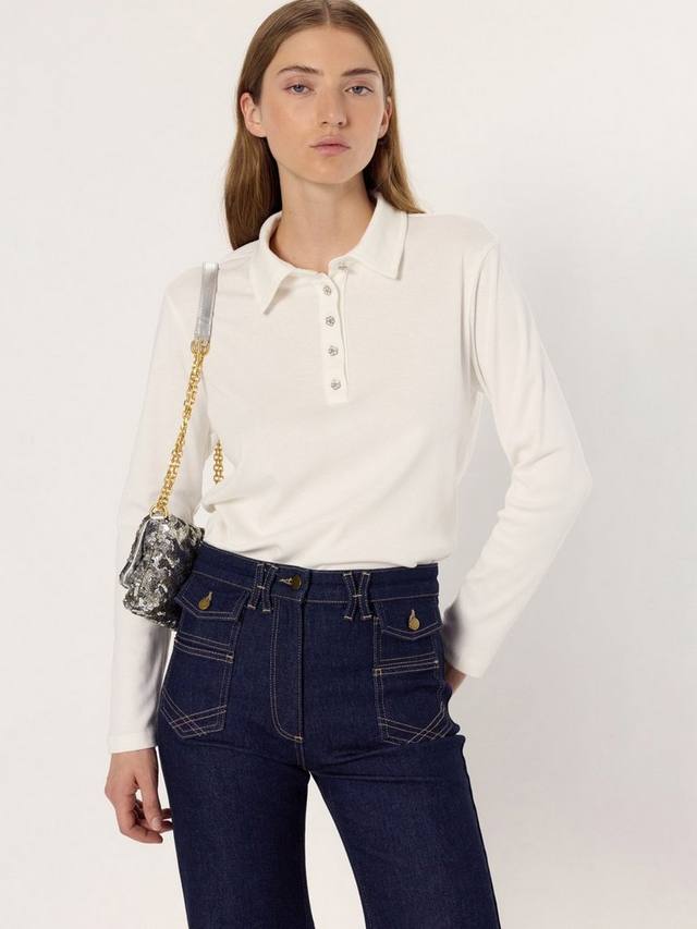 

Хлопковая рубашка-поло с длинными рукавами и воротником Hania Gerard Darel