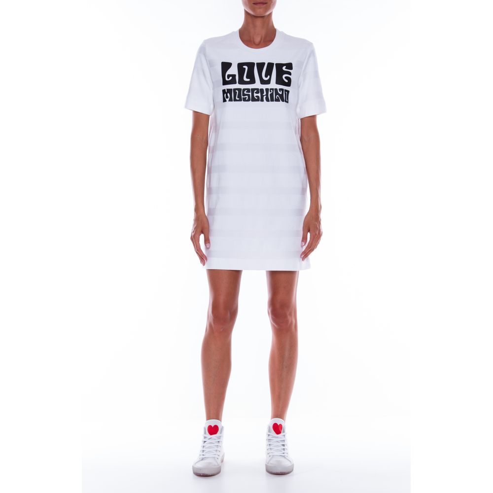 

Белое хлопковое женское платье LOVE MOSCHINO