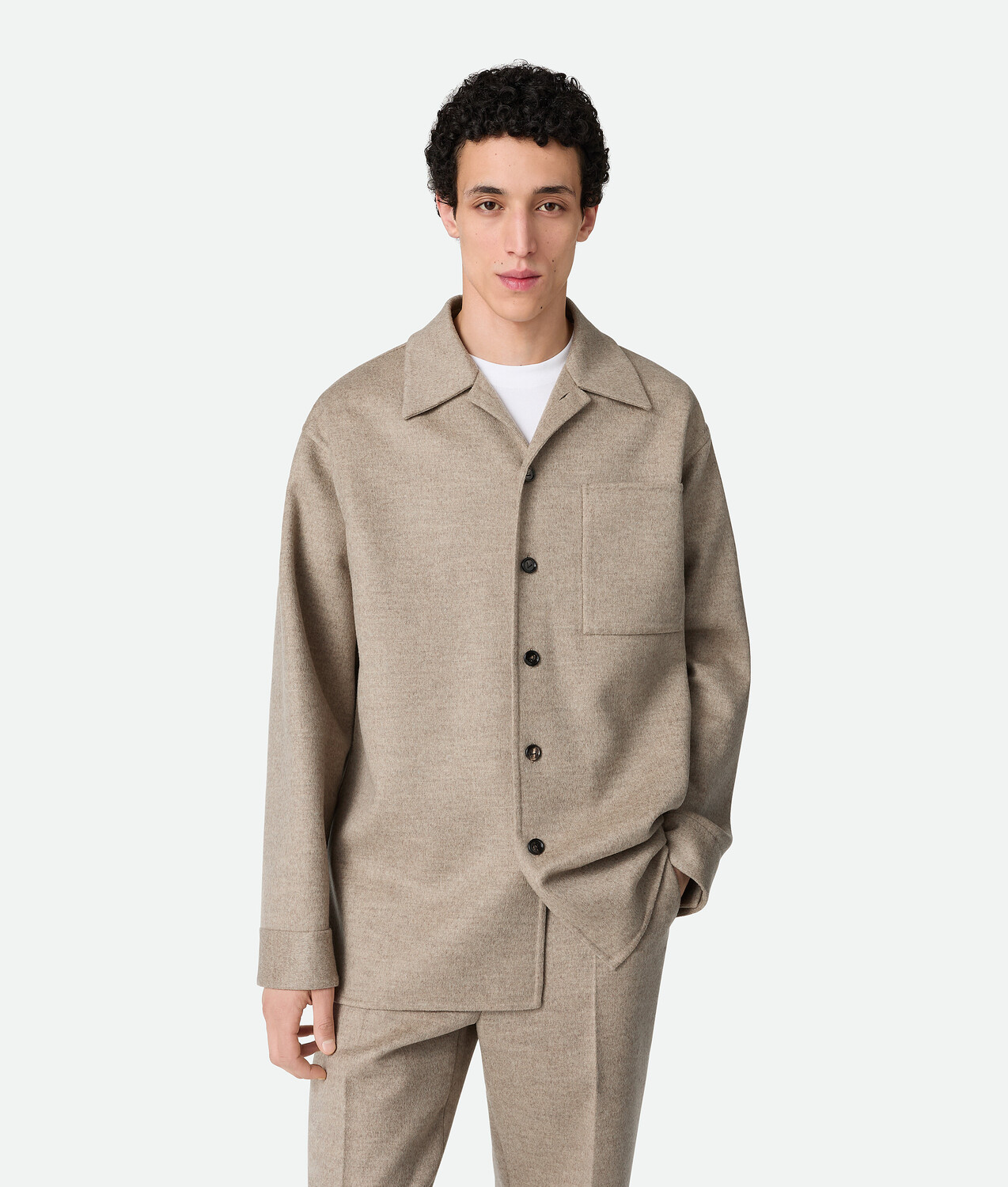 

Wool and cashmere overshirt BOTTEGA VENETA, песочный меланж
