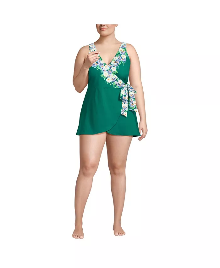 

Женский купальник-мини с завязками по бокам Lands' End, зеленый