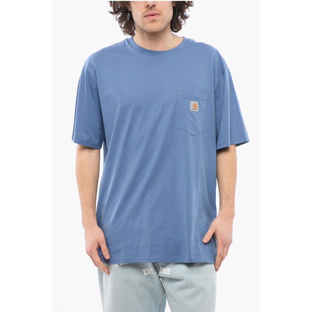 

Футболка из хлопка с круглым вырезом и нагрудным карманом Carhartt Wip, Blue
