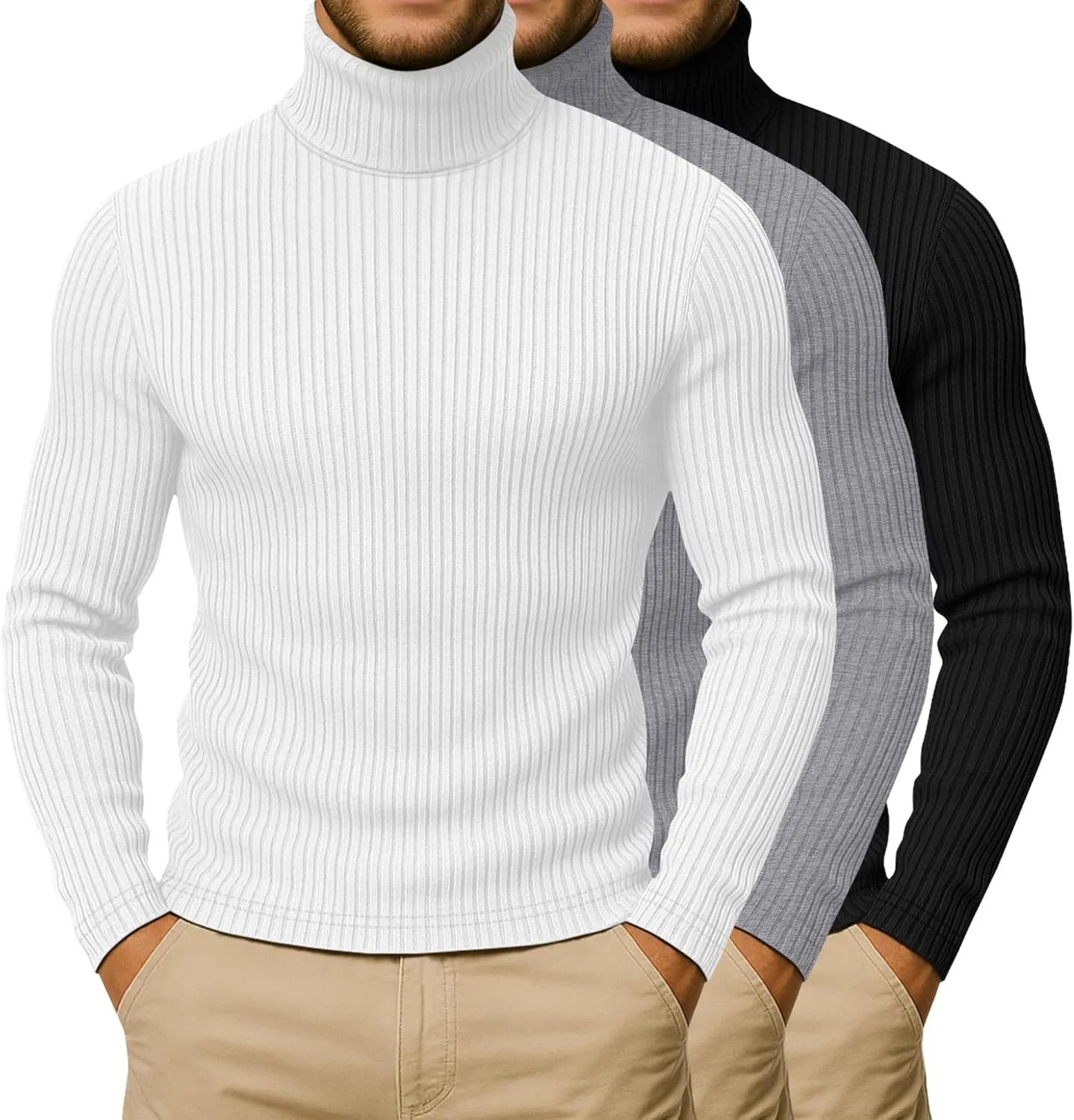 

3 упаковки больших размеров мужских водолазок Evervibe