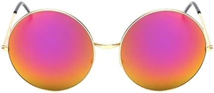 

Зеркальные солнцезащитные очки фиолетового цвета, супер-класса, для женщин и мужчин, с защитой от УФ-излучения UV400, увеличенная круглая оправа MTZJH, Yf42 Gold Purple