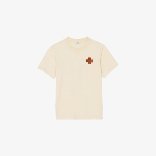 

Хлопковая футболка с круглым вырезом Cross patch Sandro, цвет naturels