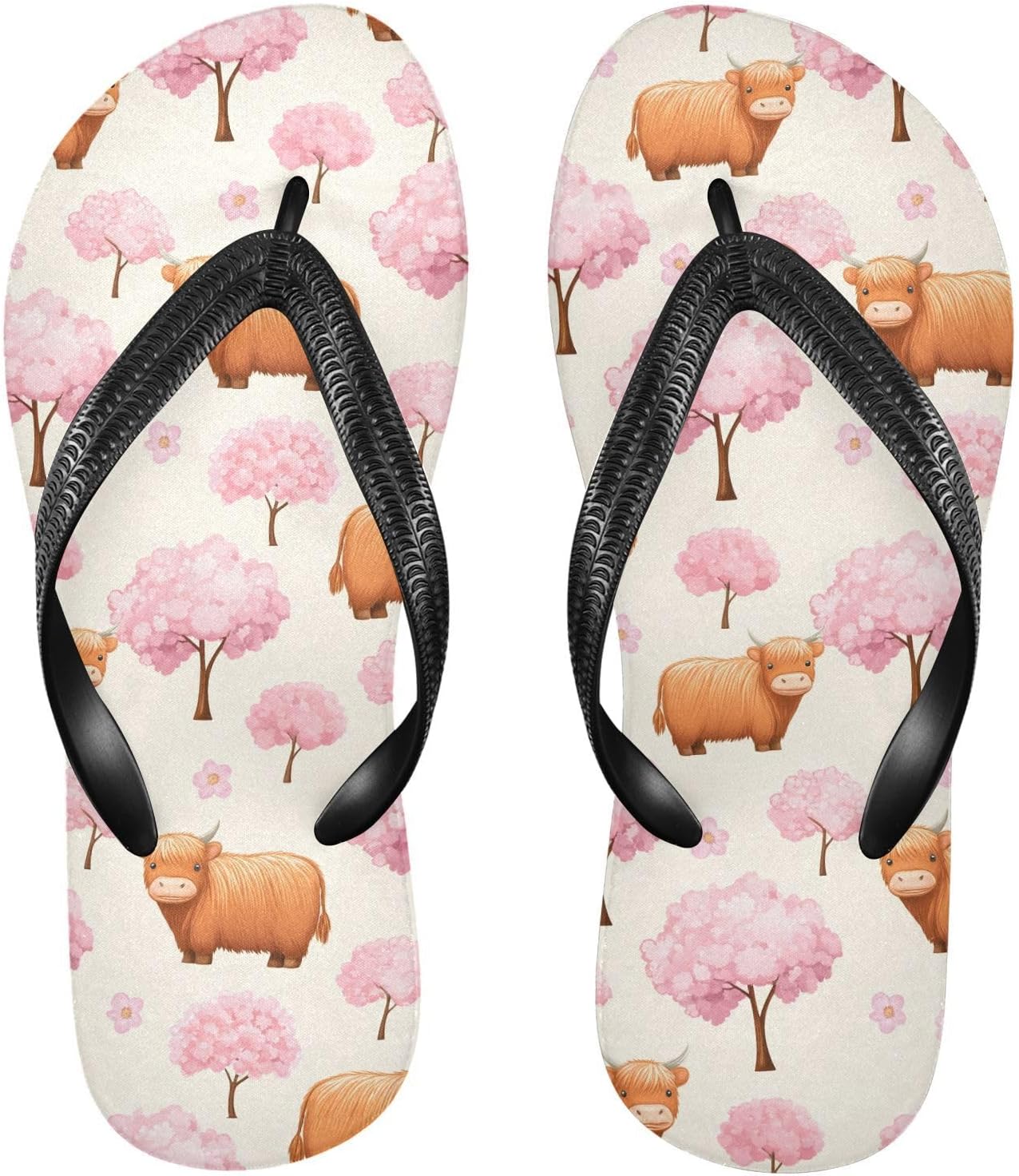 

Милая шотландская корова с цветами, цветочные шлепанцы для пляжа, летние повседневные сандалии для женщин и мужчин, тапочки для душа 2301710 Kfbe, Highland Cow