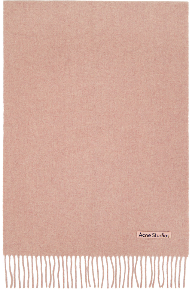 

Acne Studios Узкий шерстяной шарф с розовой бахромой