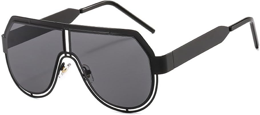 

Солнцезащитные очки большого размера с плоской верхней частью, ретро-форма «щит», классические солнцезащитные очки для мужчин и женщин, большие очки с защитой от УФ-излучения UV400 TKKTLLT, C1 Black-black