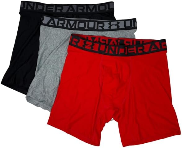 

Комплект из 3 пар трусов-боксеров Under Armour Essential Tech Mesh с длиной внутреннего шва 6 дюймов, Red/Black/Grey