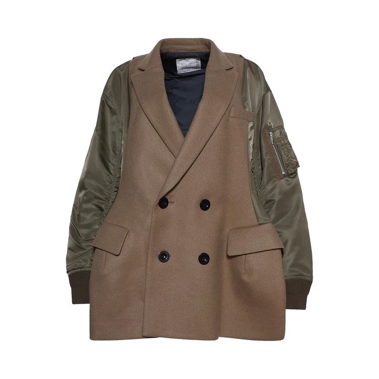 

Пальто Sacai Wool Melton Nylon Twill Quilted Coat Beige/Khaki, желто-коричневый