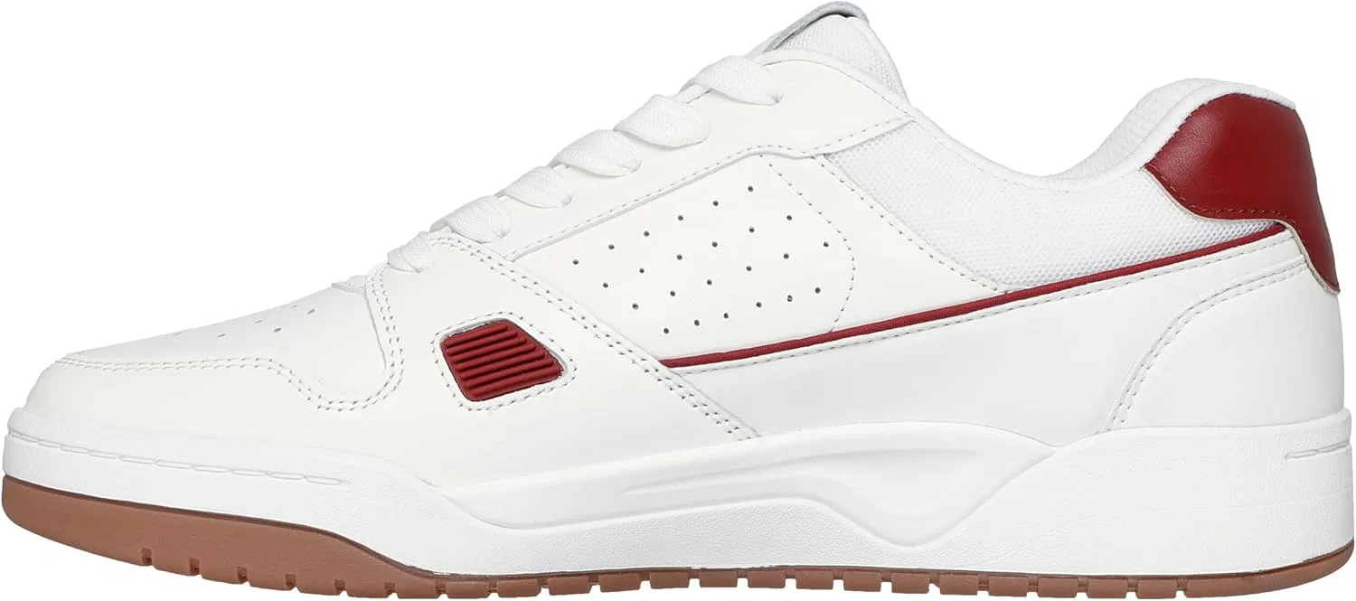 Мужские кроссовки Skechers Koopa Harry Kane Court Trainers, White Leather Suede Mesh Burgundy Trim — фото 3