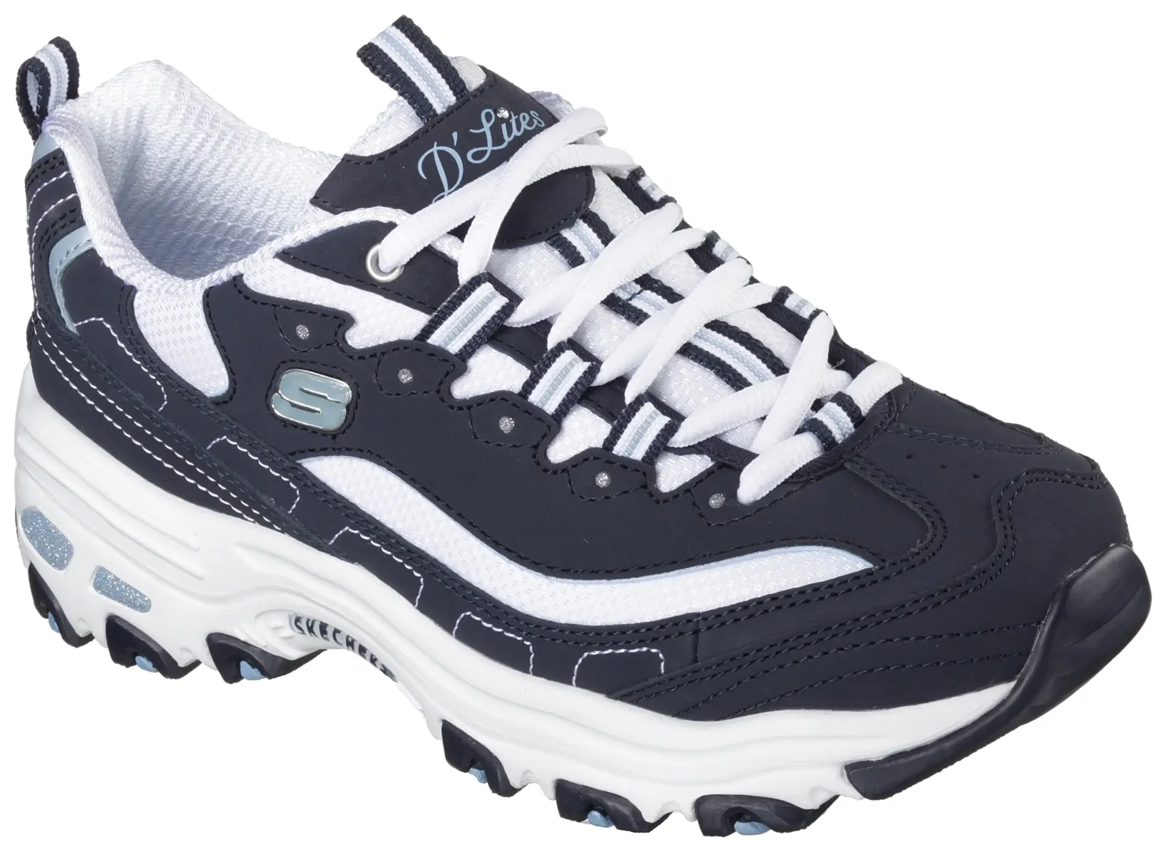 Кроссовки Skechers "D'Lites - Biggest Fan", модный массивный стиль, повседневная обувь, полуботинки, туфли на шнуровке, белый