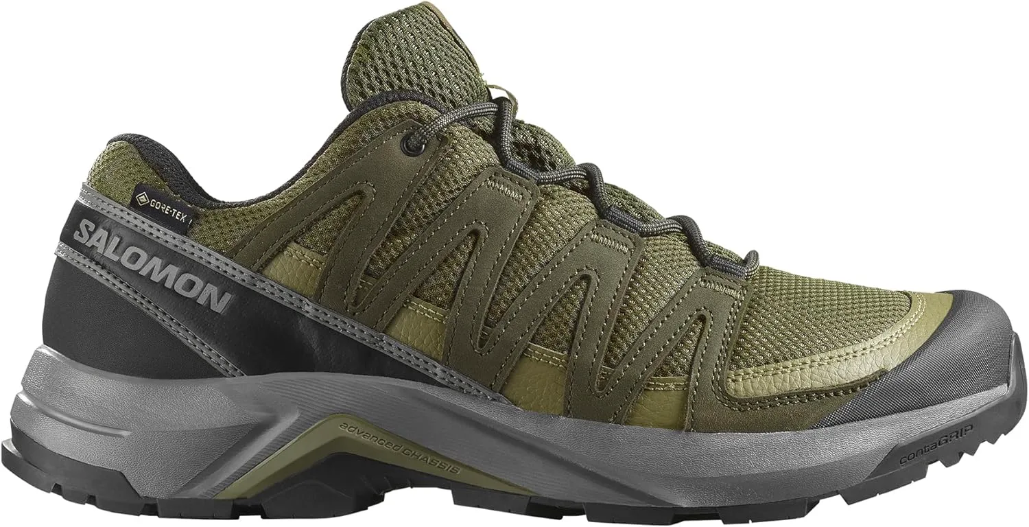 Мужские походные кроссовки Salomon X-Adventure Recon с мембраной Gore-Tex, водонепроницаемые, с хорошим сцеплением и поддержкой для быстрых походов и разнообразной местности, оливковый — фото 2