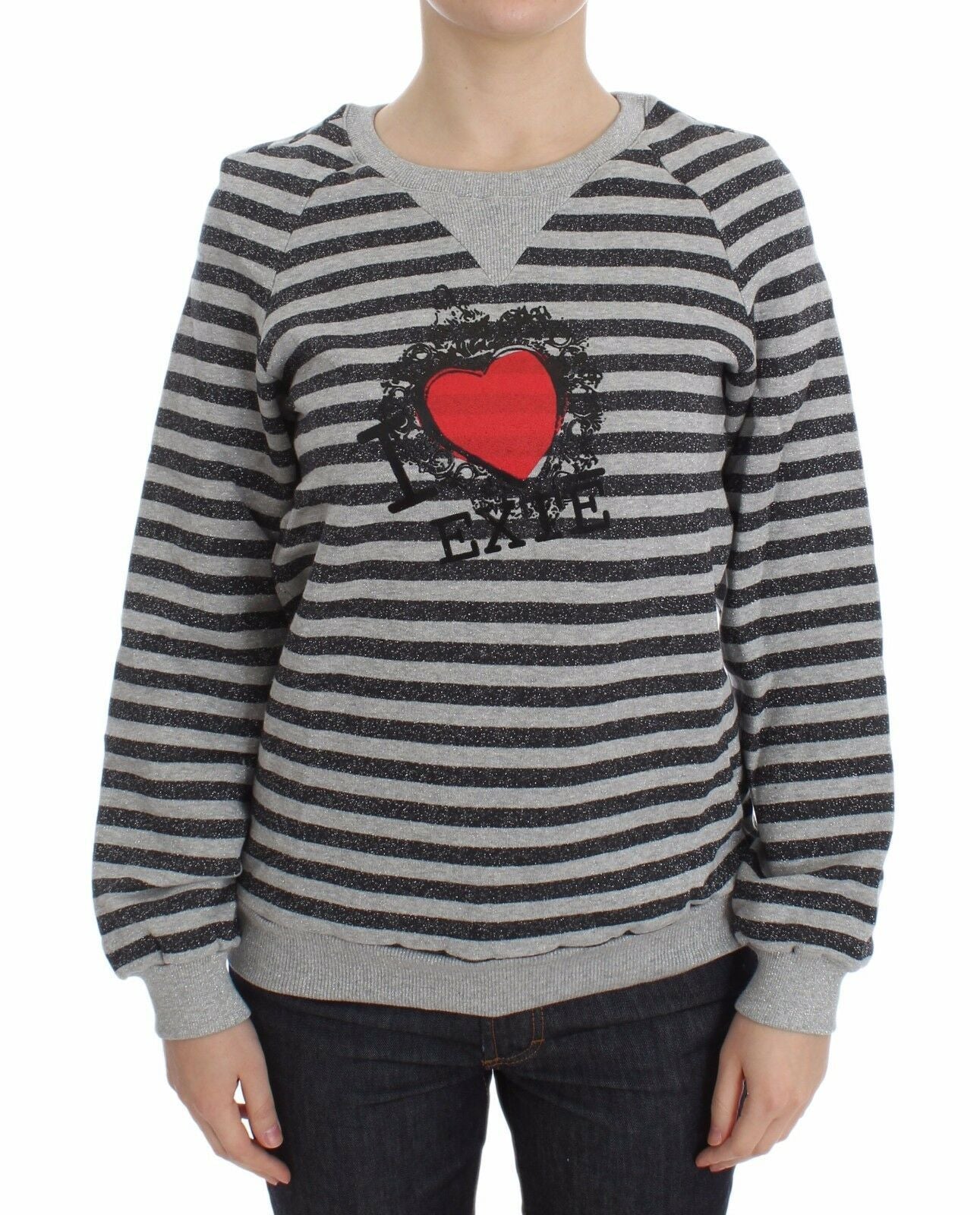 

Женский свитер Exte Striped Cotton Crewneck, серый