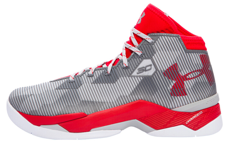 

Баскетбольные кроссовки Curry 2.5 мужские высокие красные/серые Under Armour