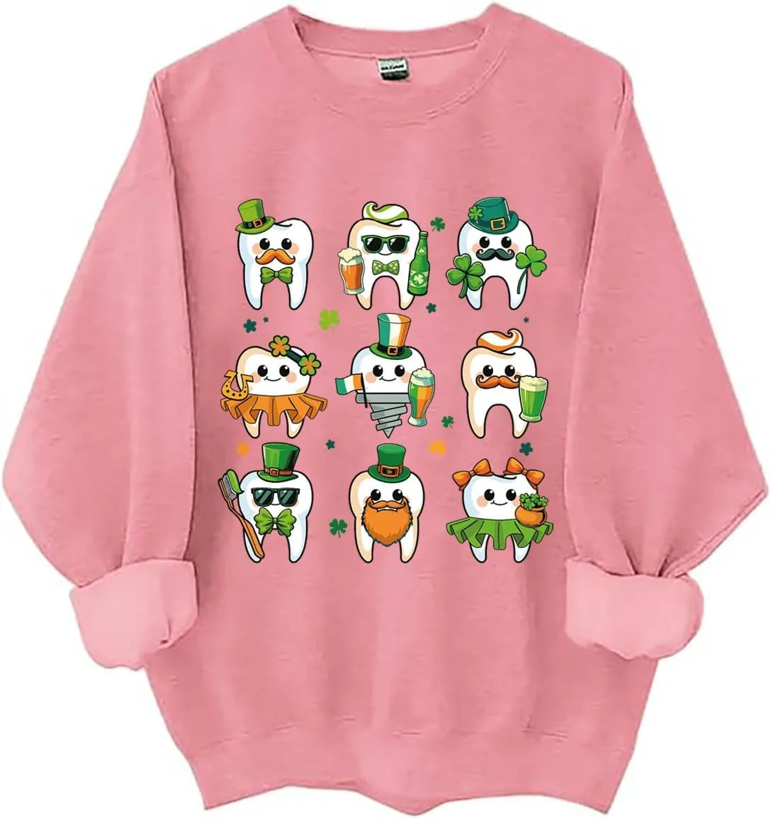 

Свитшот Dental St Patricks Day с мультяшным зубом Czbic