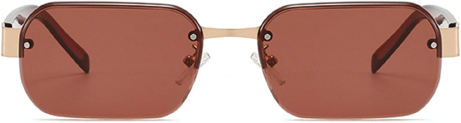 

Модные солнцезащитные очки без оправы квадратной формы для женщин в стиле ретро с заклепками и прозрачными линзами цвета океана, мужские солнцезащитные очки с защитой от УФ-излучения UV400 mincl, C2