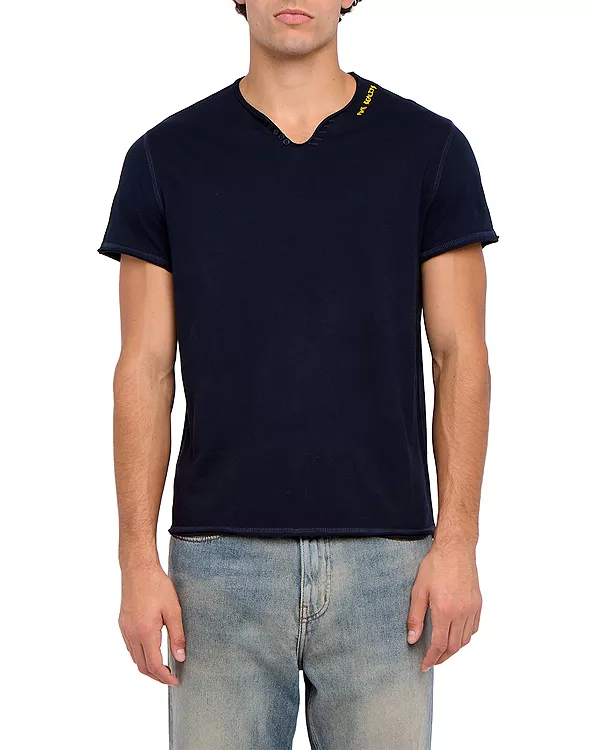 

Футболка на пуговицах с короткими рукавами и вышивкой Monastir Zadig & Voltaire, синий