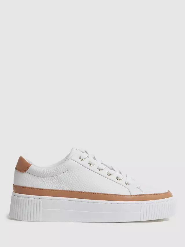 

Кроссовки Reiss Leanne Leather Low Top, цвет camel/white