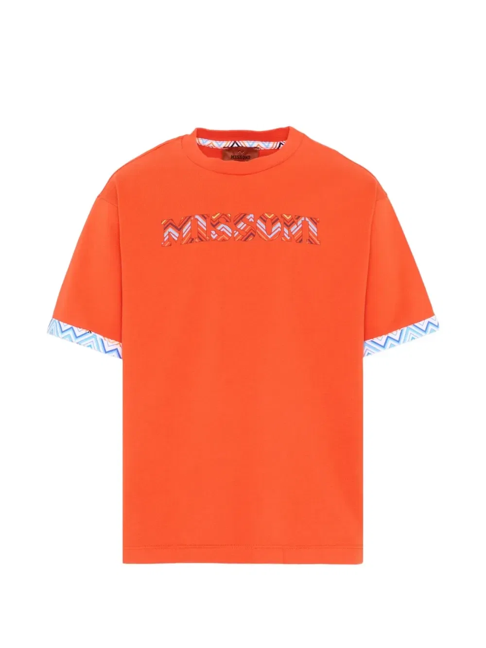 Футболка с логотипом-аппликацией и зигзагообразной отделкой Missoni Kids, оранжевый