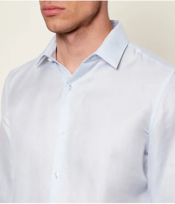 Льняная рубашка slim fit Calvin Klein, небесно-голубой — фото 4
