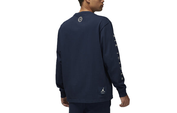 Футболка Air Jordan Long-Sleeve Tee x Union 'College Navy', синий — фото 2