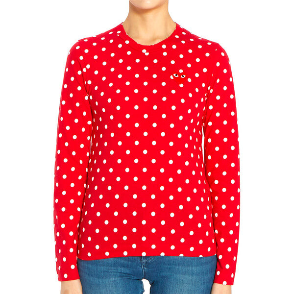 Футболка polka dot long sleeve tee 'red white' Comme Des Garcons Play, красный — фото 3