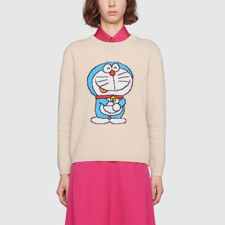 Свитер женский Gucci Doraemon, коллаборация, слоновая кость — фото 3